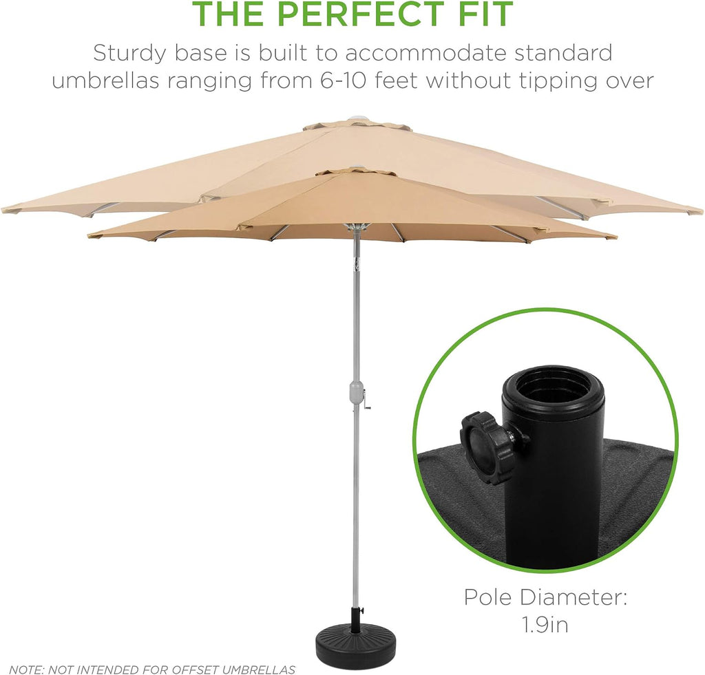 Fillable Umbrella Base Stand Round Sunburst Plastic Patio Umbrella Base Stand, Pole Holder w/ 55lbs Weight Capacity
