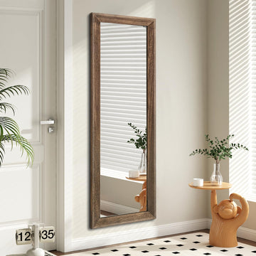 Hanging Mirror Full Length Vintage Large Mirrors Wooden Framed 58"x20" Living Room Bathroom Entryway Wall Mounted