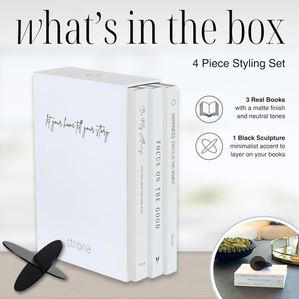 Book Decor Set - 3 Real Decorative Books Décor, Coffee Table & Bookshelf Styling with Confidence, Designer Books for