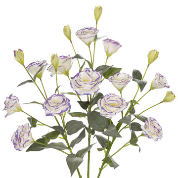 34.5" Purple-White Artificial Flowers Silk Fake Flower 3Pcs Eustoma Lisianthus Flowers with Long Stem Faux Flowers