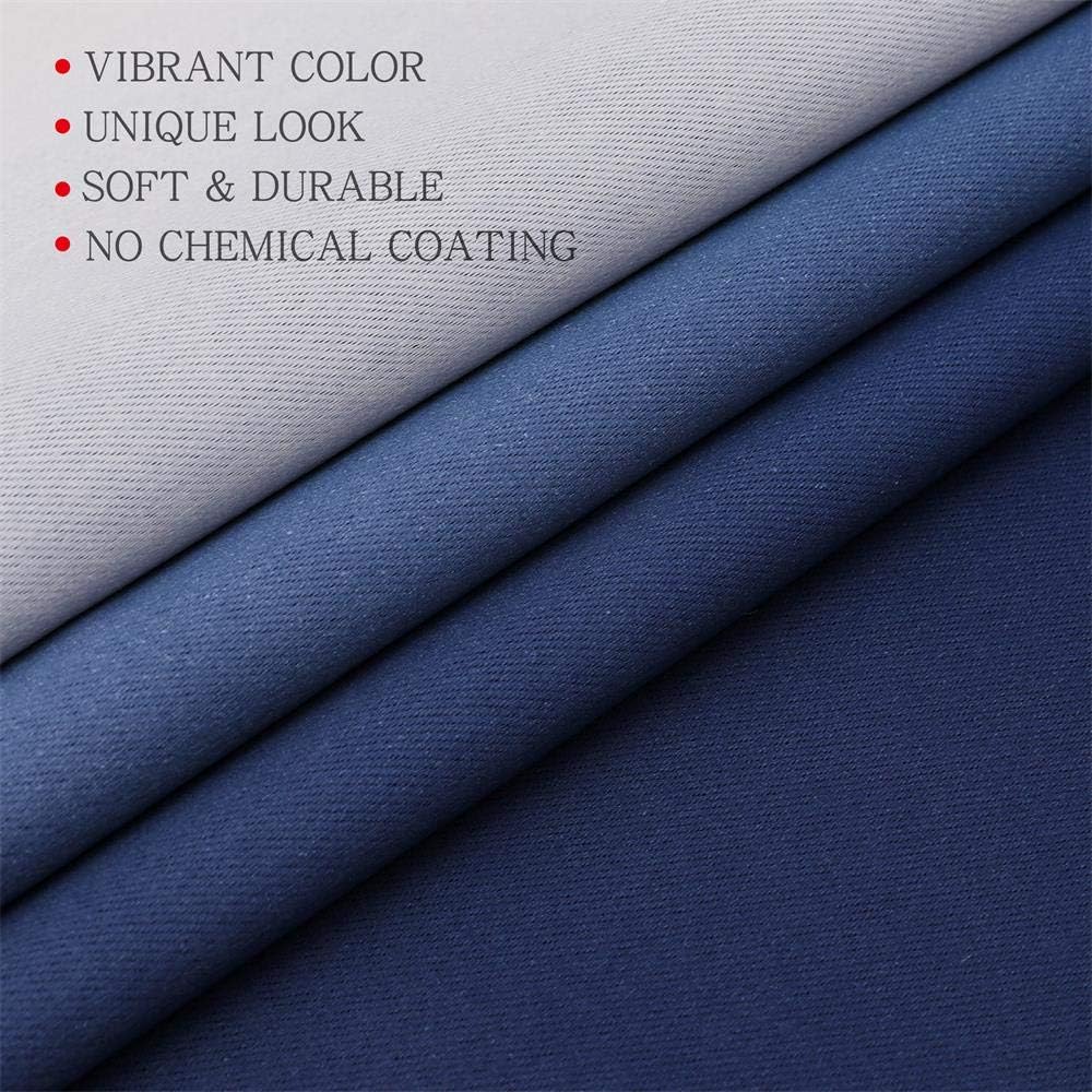 Blackout Curtains & Drapes for Bedroom Living Room Navy Blue and Greyish White Room Darkening Window