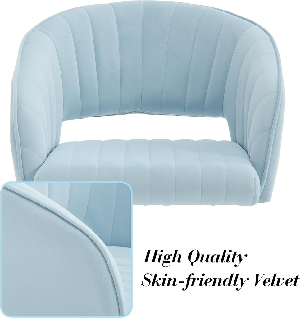 Modern Velvet Vanity Chair, Home Office Desk Chair with Hollow Back, Upholstered Dining Chair with Gold Metal Legs