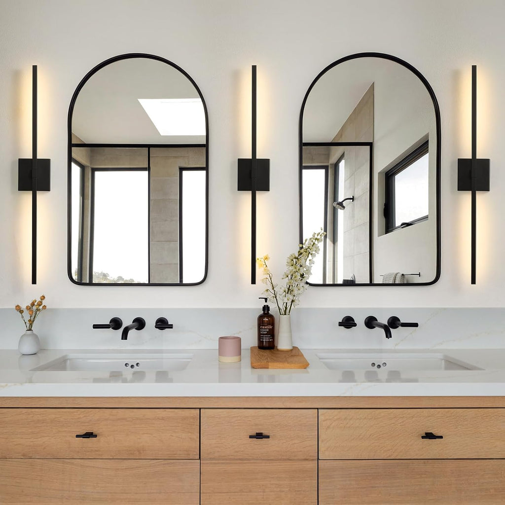 Black Bathroom Vanity Light 30 Inch 360° Rotatable 18W Dimmable 5CCT LED Black Bathroom Light Fixture Over Mirror