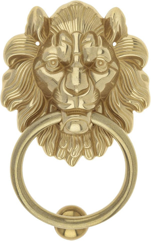 Door Knockers ,7 Inch Solid Brass Lion Head Shaped Vintage Door Knocker with Strike Plate,Heavy Duty Decorative Gate