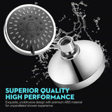 High Pressure Shower Head 5 Settings Fixed Showerhead 4 Inch High Flow Bathroom Showerhead with Adjustable Brass Ball