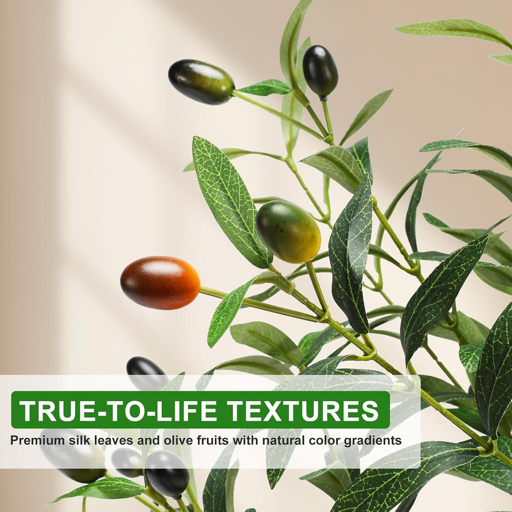 6FT Artificial Olive Tree Indoor with Lights & Planter, Realistic Faux Olive Trees with Lifelike Fruits Decor, Tall