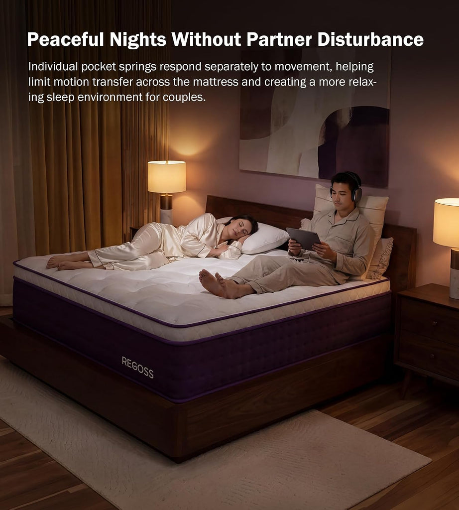 King Mattress 14 Inch Hybrid Mattress in a Box, Soft Medium Plush | Pocketed Springs and Gel Memory Foam, Medium