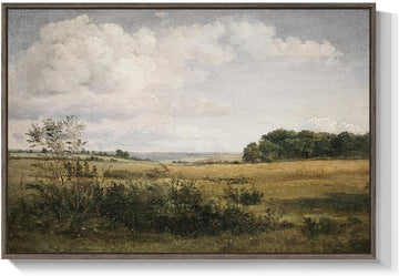 Framed Landscape Wall Art , Vintage Farmhouse Countryside Artwork for Walls, Large Retro Rustic Nature Canvas