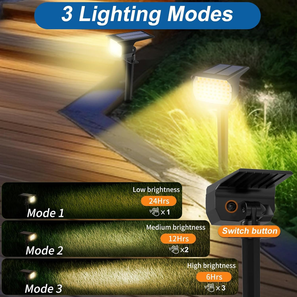Solar Spot Lights Outdoor Waterproof 12 Pack Spotlights Warm White | 46 LED Landscape Spotlight, 3 Modes Auto On/Off