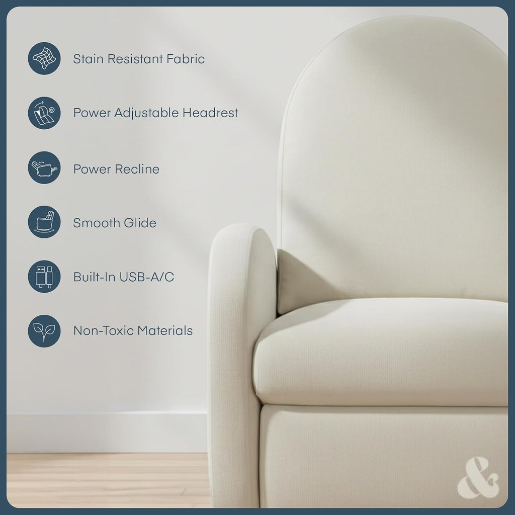 Power Glider Recliner | Contemporary Nursery Glider Chair | Adjustable Headrest & Glide | Live Smart
