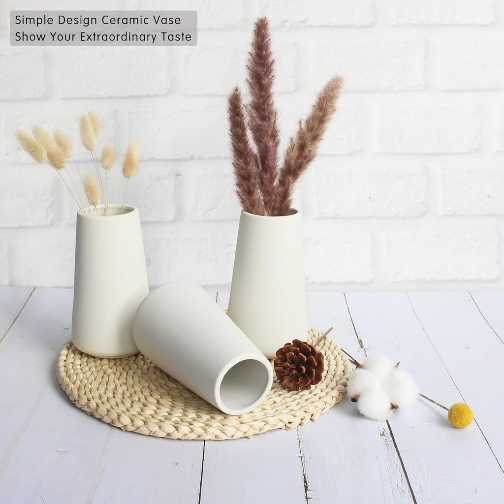 6 Pack White Ceramic Vases