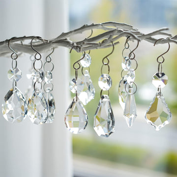 12 Pcs Crystal Chandelier Prisms Rainbow Hanging Crystals Suncatcher - Clear Chandelier Replacement Crystal Sun