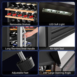 33 Bottle Wine Fridge, Dual Zone Wine and Beverage Refrigerator with Independent