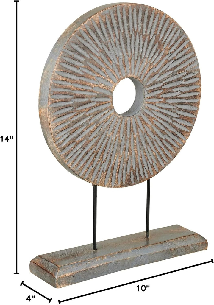 Farmhouse Table Sculpture Home Decor Statue Mandala Carved for Modern Home 10" x 14", Living Room, Fireplace Mantel