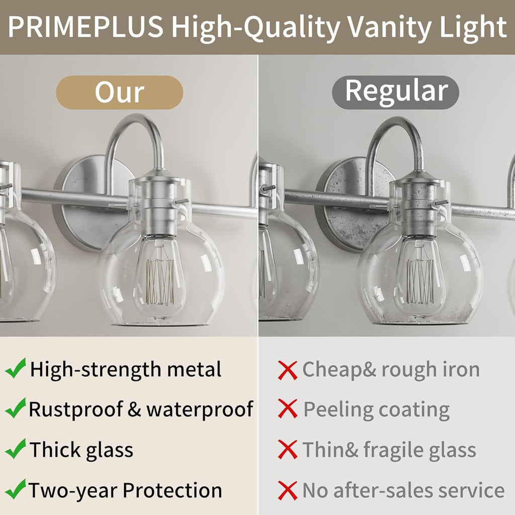 4 Lights Bathroom Vanity Light Fixtures Over Mirror Modern Nickel | 24in Wall Sconce,Brushed Nickel,Globe Glass
