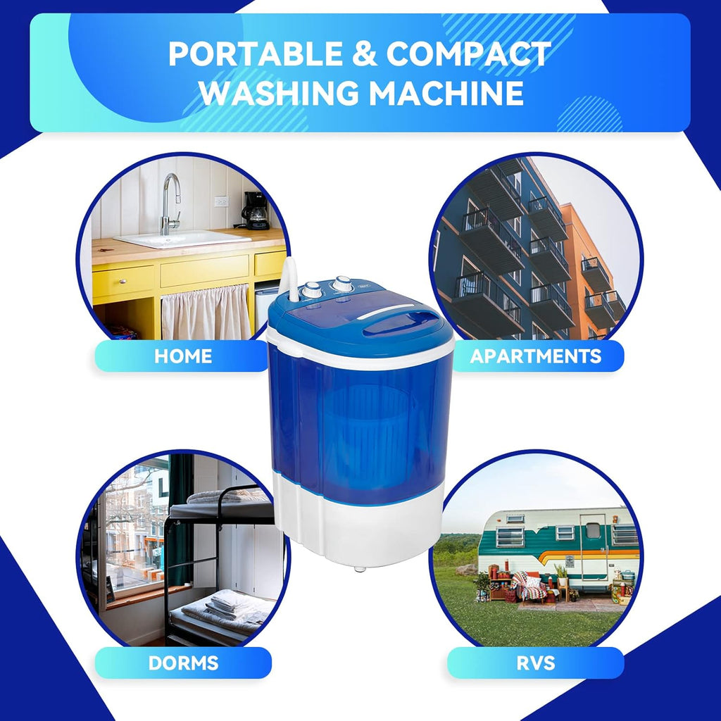Portable Mini Washing Machine 8 lbs Washing Capacity Semi-Automatic Compact Washer Spinner Small Cloth Washer Laundry