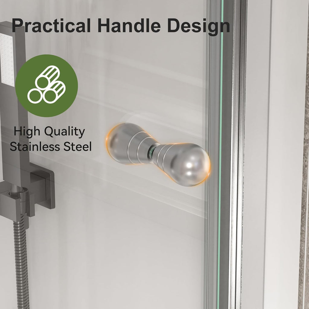 34" W × 72" H Bifold Shower Door, Semi - Frameless Folding Bathroom Glass Shower Doors