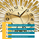 Large Wall Clocks for Living Room Decor Modern Gold Silent Wall Clock Battery Operated Non-Ticking for Bedroom