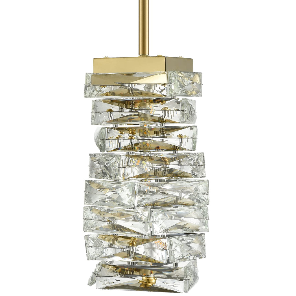 Modern Gold Mini K9 Crystal Pendant Light, Integrated Fixture