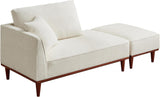 Modern Chaise Lounge Chair and Ottoman — White Boucle