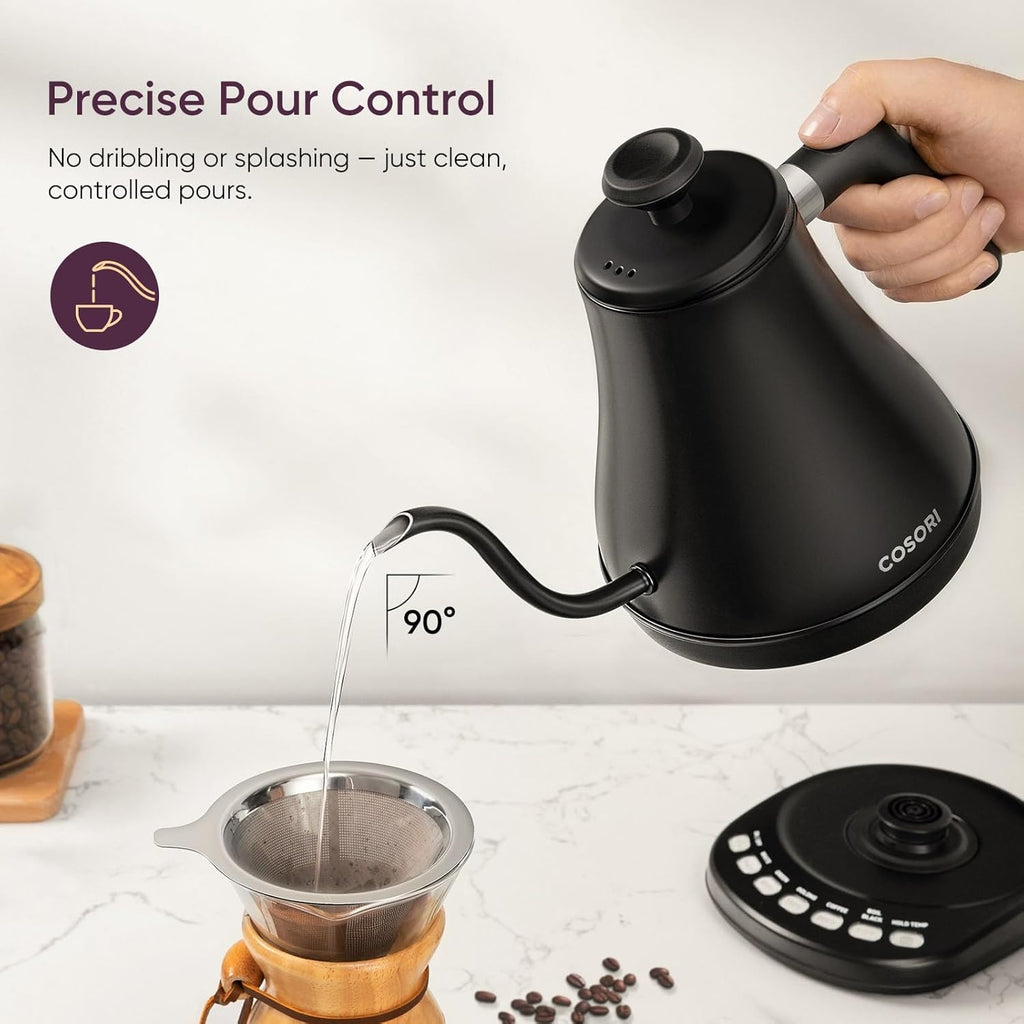 Gooseneck Electric Kettle with Temperature Control, 0.8L, Black