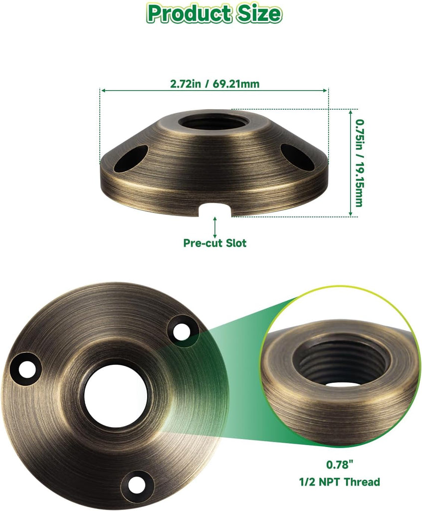 Sturdy Cast Brass Landscape Lighting Mounting Base, Outdoor Light Mounting Plate, Surface Mounting Plate, Low Voltage