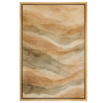 Framed Canvas Print Wall Art Neutral Earth Tone Watercolor Abstract Landscape Modern Art Decorative Landscape