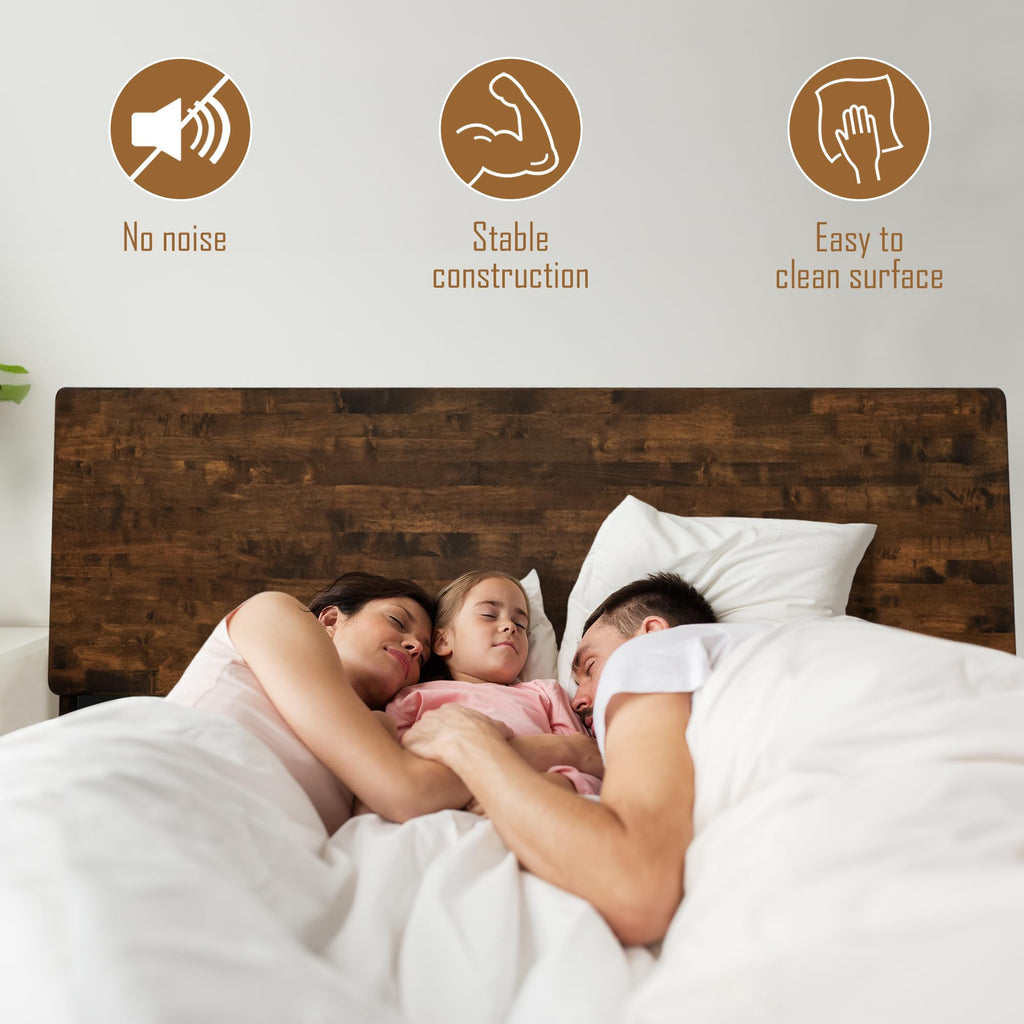 Serenity King Size Bed Frame, King Bed Frame with Headboard 800 lbs Capacity Natural Wood Bed All Mattress Support &