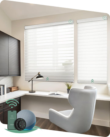 Motorized Shangri-La Shades, Room Darkening Smart Blinds Customized