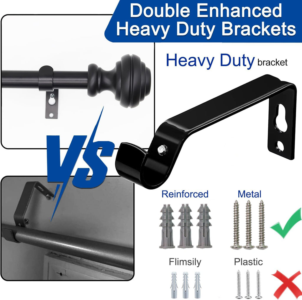 Curtain Rods for Windows,3/4 inch Heavy Duty Adjustable Decorative Curtain Rod with Modern Finials,Window