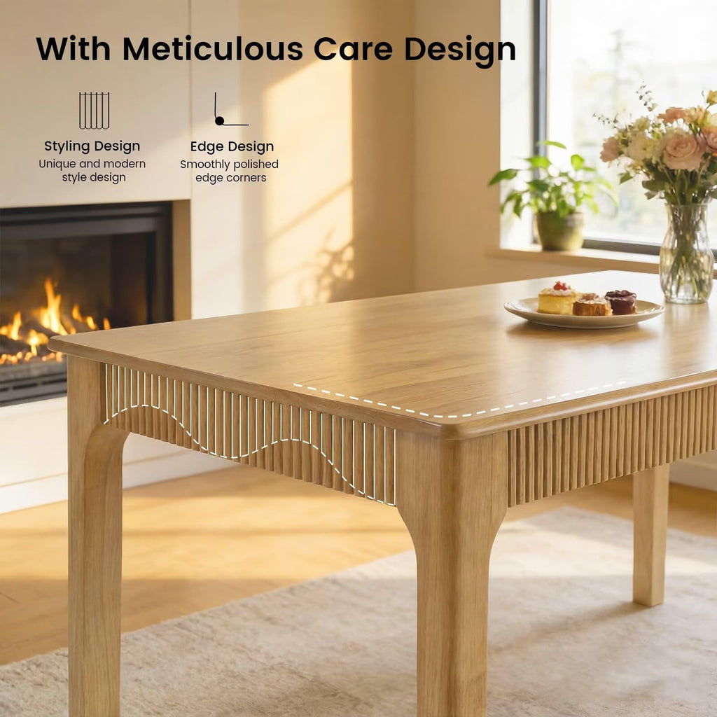 39"Solid Wood Dining Room Table, Rectangular Kitchen Real Wooden Table