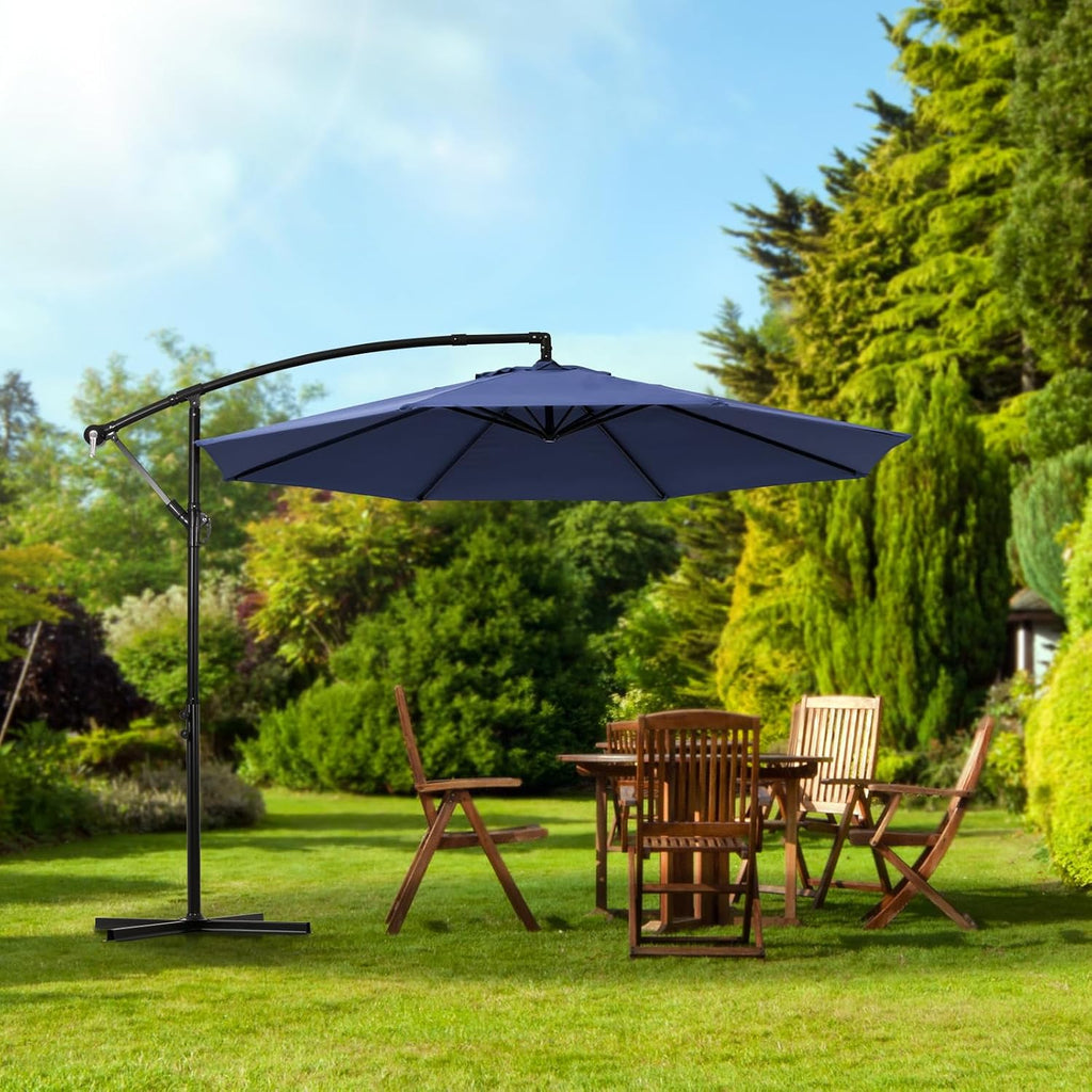 10FT Cantilever Patio Umbrella - Outdoor Offset Hanging Umbrella with Smooth Crank, Tilt Adjustment & UV Protection