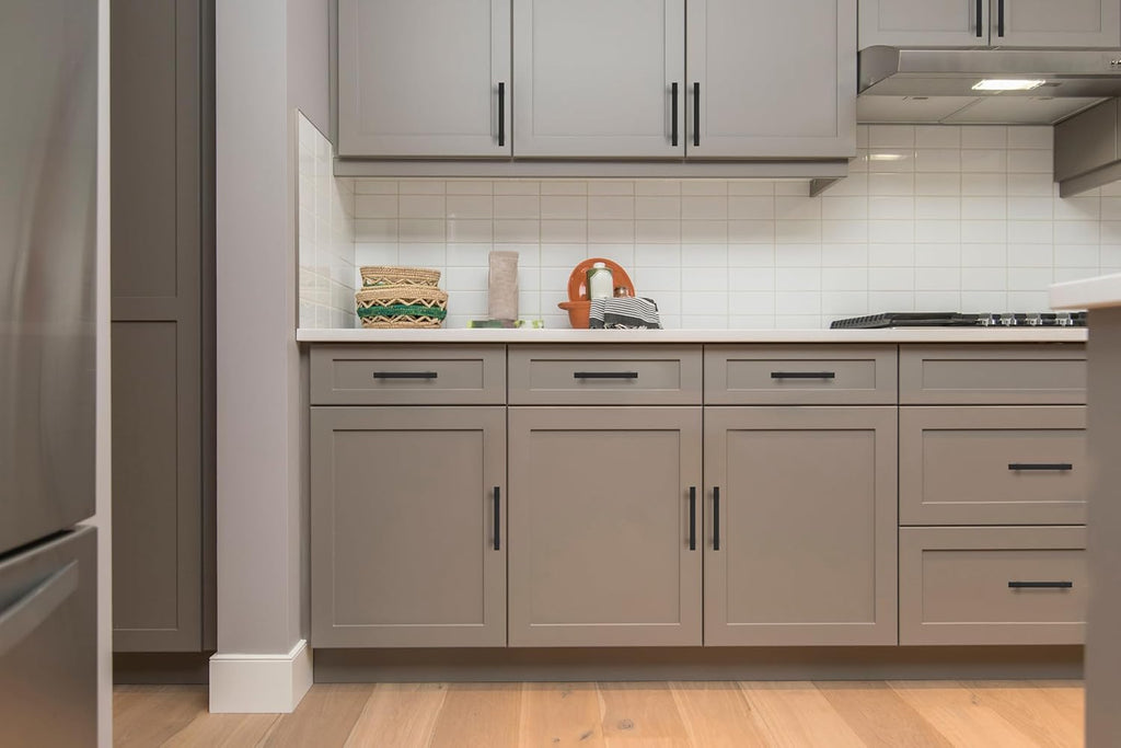 30 Pack 6'' Square Cabinet Pulls Matte Black Stainless Steel Kitchen Drawer Pulls Cabinet Handles 6”Length, 3-3/4” Hole