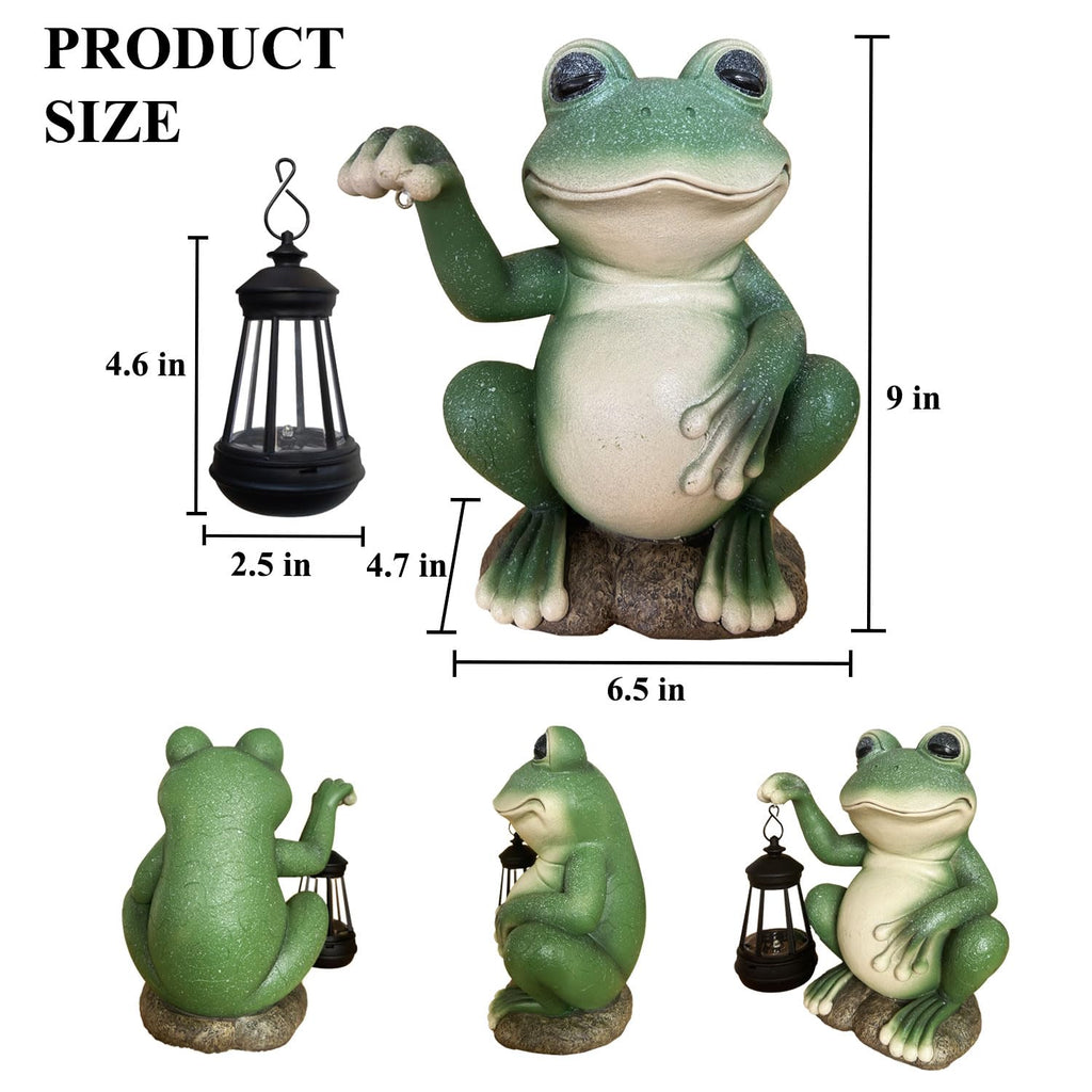 Solar Garden Statues Outdoor Decor Frog with Lantern
