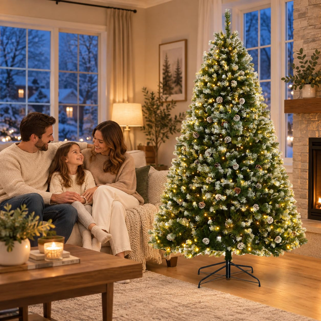 Prelit Christmas Tree 6ft with Partially Flocked Branches