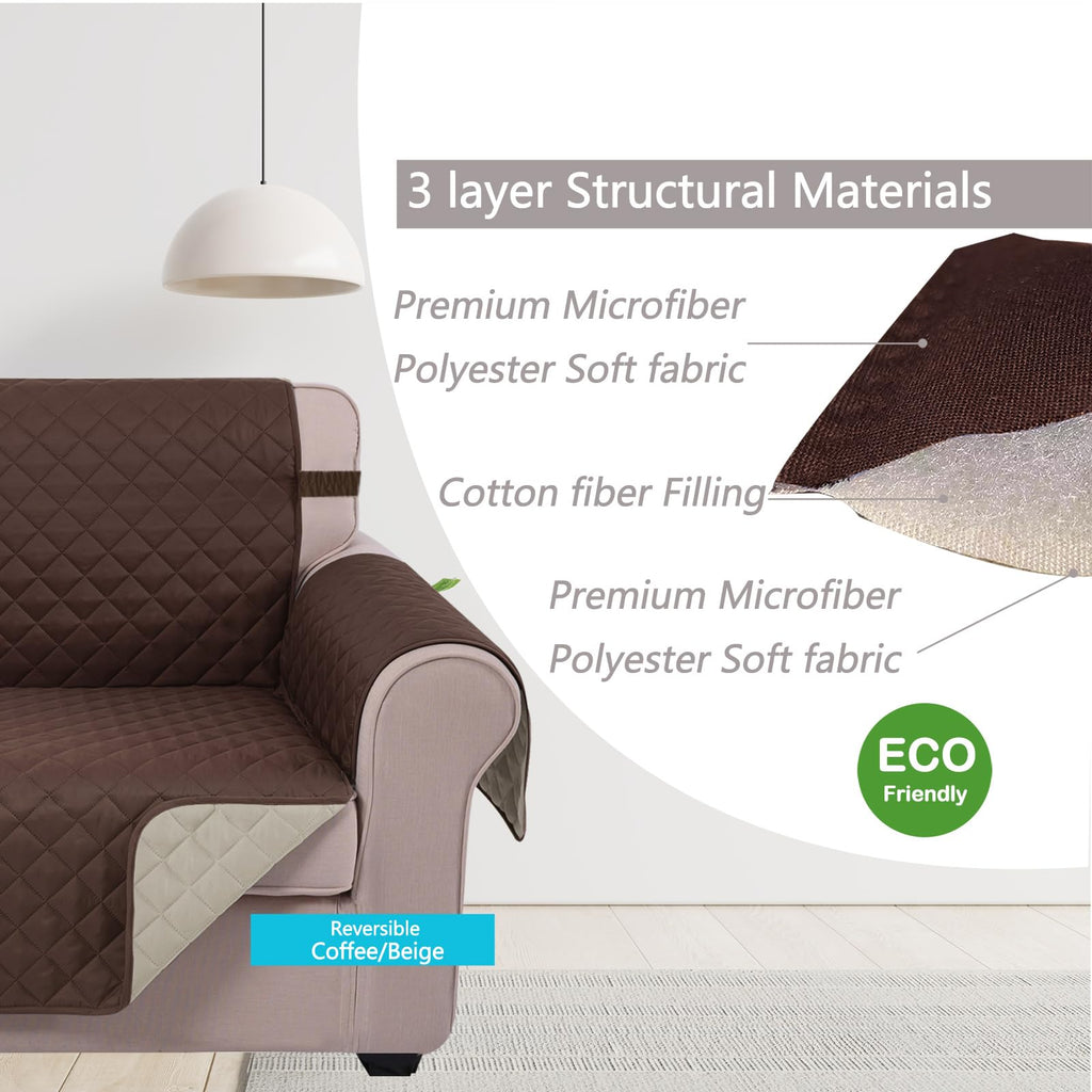 Reversible Recliner Chair Covers, Coffee/Beige