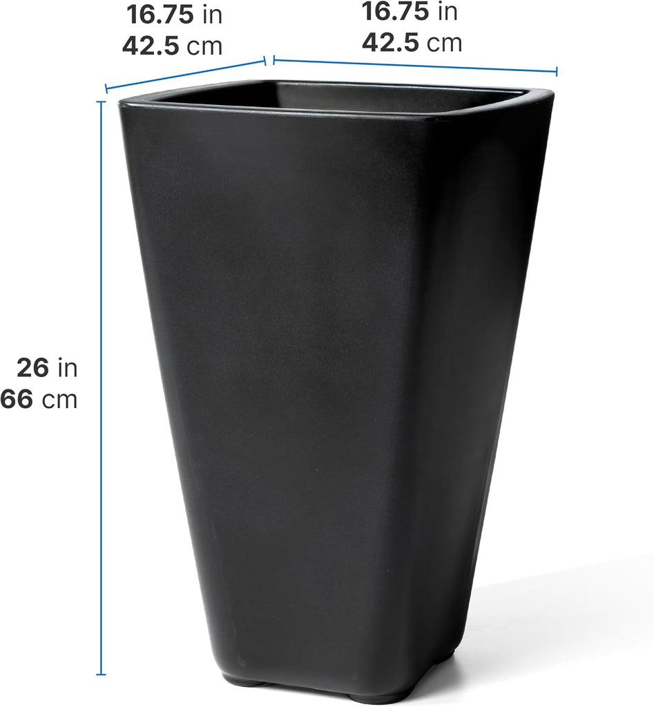 Bridgeview Tall Square Planter, Large Planters for Outdoor Plants, Gardening and Flower Pot or Porch, Efficient