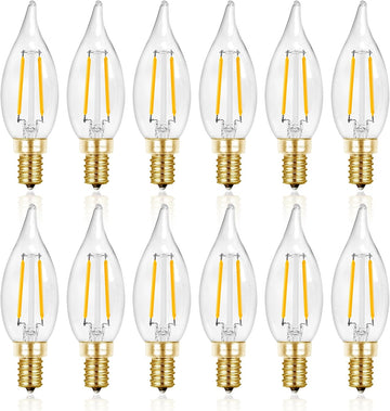 Candelabra Light Bulbs 25W Eq, Dimmable 2700K, E12 LED Bulb, 12 PCS