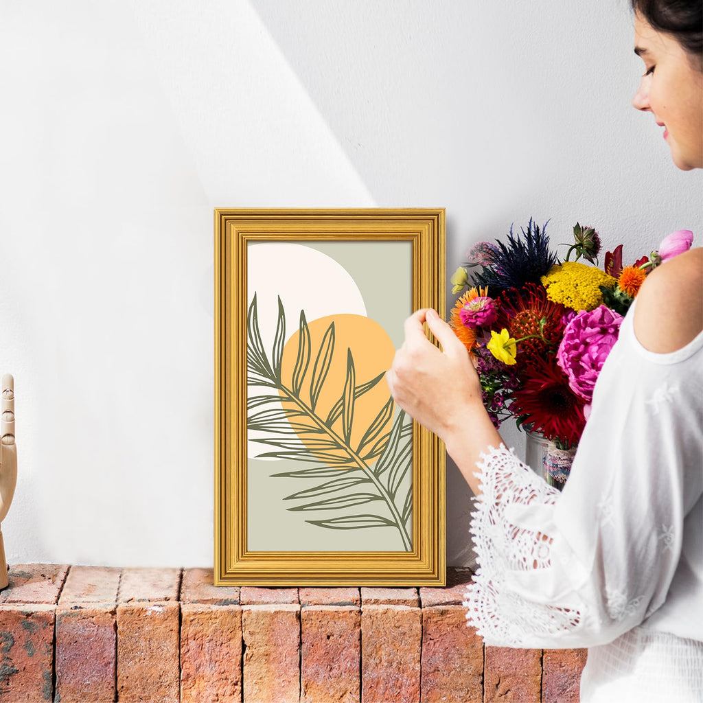 8x15 Frame, Transitional Modern Picture Frames, Gold Vintage Photo Frame
