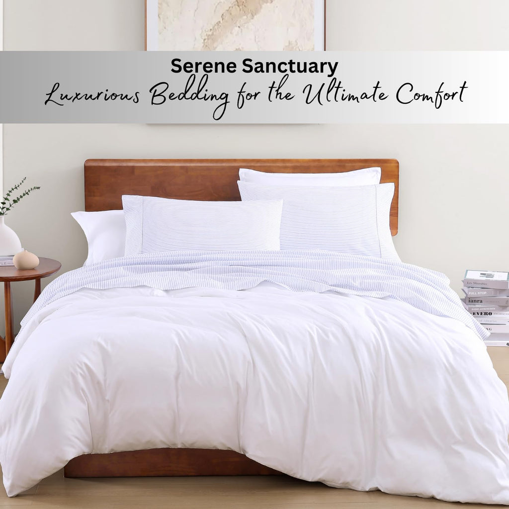 Sheets 100% Organic Cotton 4pc Percale - Ticking Stripe