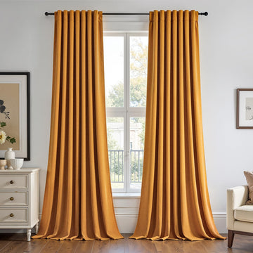 90 Inch Long Yellow Velvet Curtains Bedroom Soft Velvet Modern Luxury Elegant Decorative Drapes Darkening Blackout