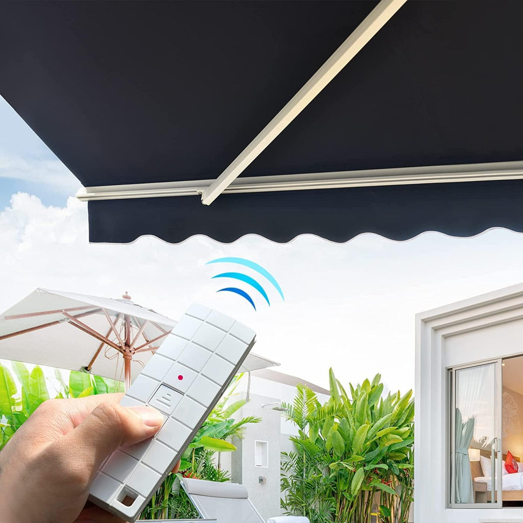 12'x10' Patio Awning Retractable, Fully Assembled Motorized Electric Commercial Grade - Quality 100% Dope-Dyed