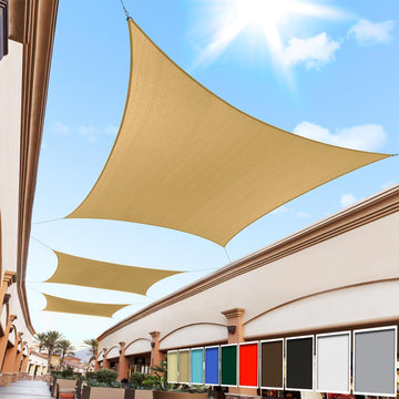 8' x 18' Sand Beige Rectangle Square Sun Shade Sail Order to Make RTAPR1016 Canopy, UPF50+ 95% UV Blockage, 200GSM