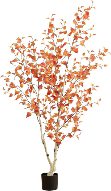 6 ft Artificial Autumn Birch Tree Lifelike Fall Room Decor