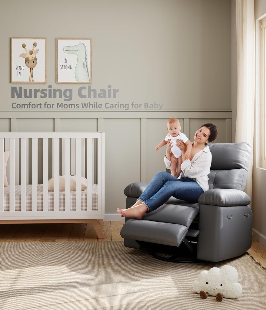 Oversized 27" Recliner Chairs, Classic Manual Leather Recliner