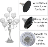 Silver Candelabra for Table Centerpiece with Crystal, 7 Arms 27.1 inch Tall Candle Holders with Globes, Dining Table