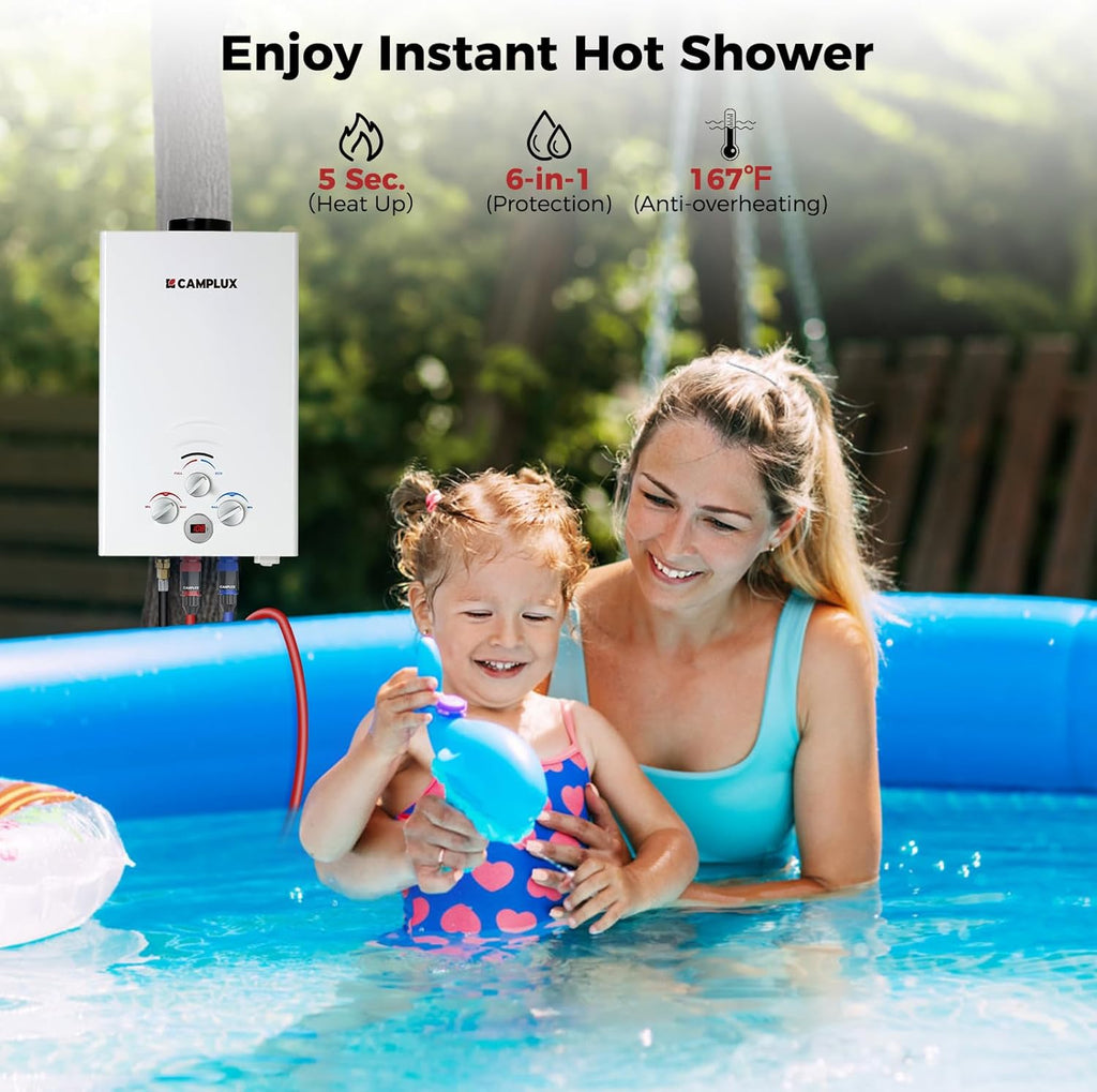 2.64 GPM Propane Portable Gas Water Heater, 68, 000 BTU Outdoor Tankless Camping Water Heater with Digital Display