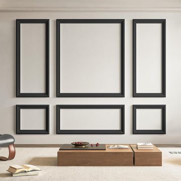 Pre-Cut Wall Molding Set of 6 pcs, 3 Top 3 Bottom, Black