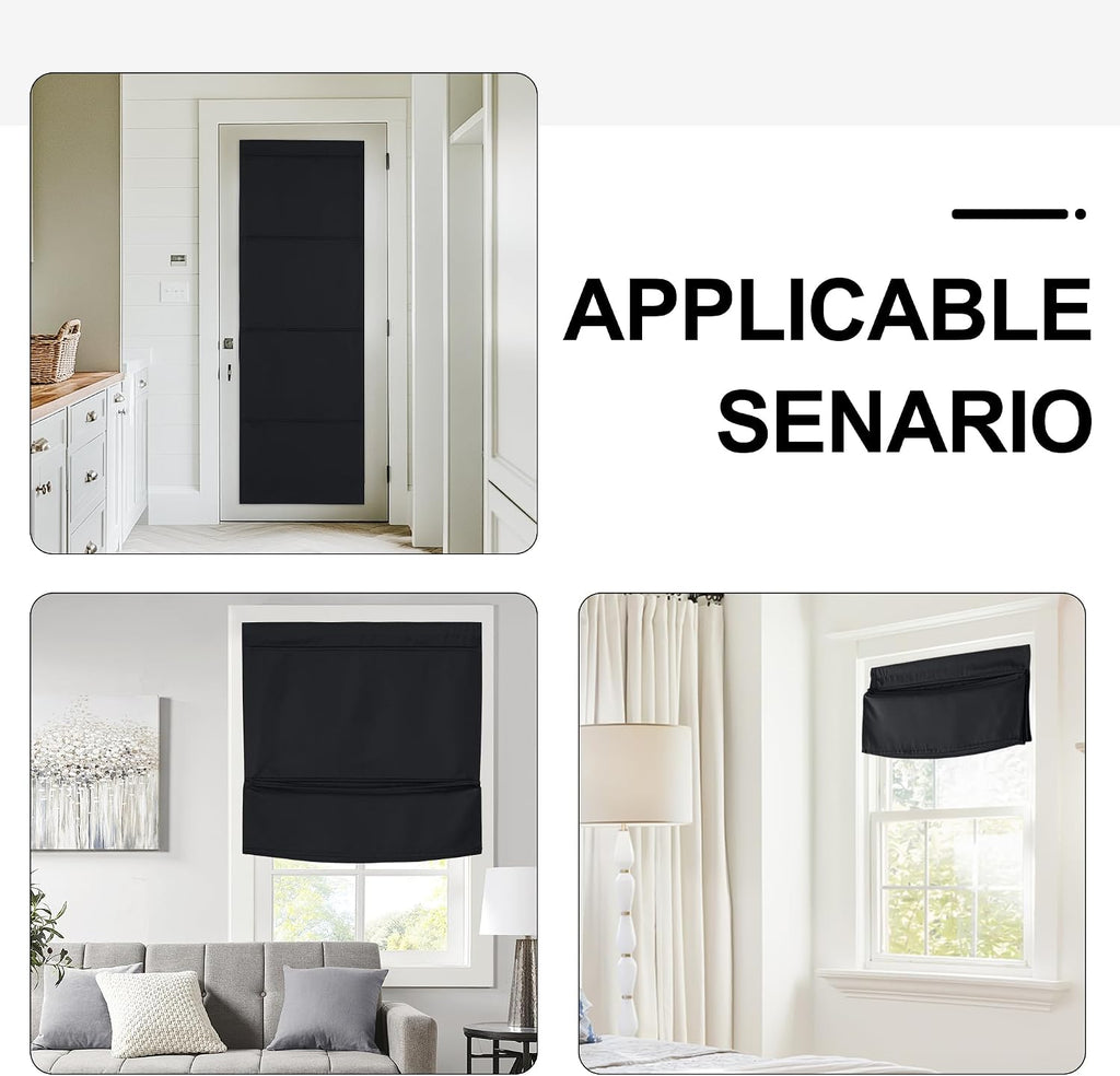 Biscotti Beige No Drill Magnetic Door Roman Curtain for Window
