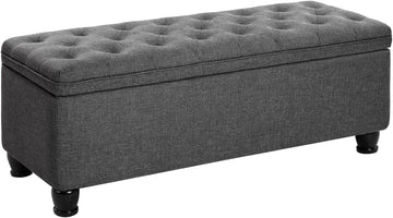 Storage Ottoman, 46.5 Inches Bedroom Bench, Solid Wood Legs